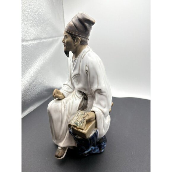 VINTAGE CHINESE SHIWAN MUDMAN STATUE Farmer With Tablet Rare 9” - Picture 8 of 8